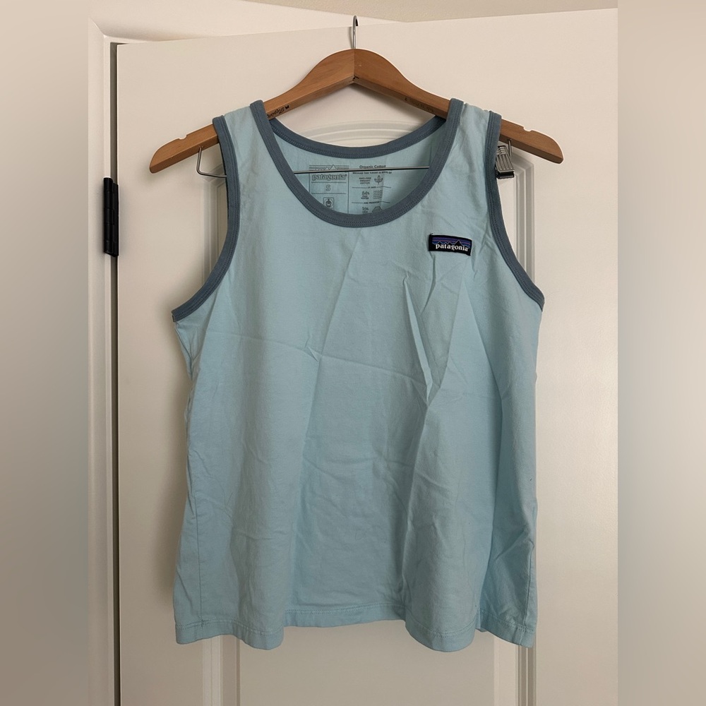Patagonia Women's Sky Blue Logo Tank Top